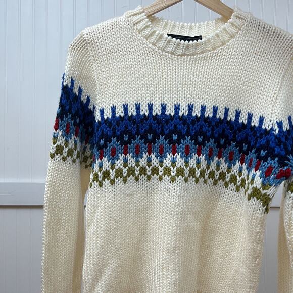 Vintage Cream Fair Isle Knit Sweater Pullover Winter Cozy It's Our Time Medium - Picture 1 of 9